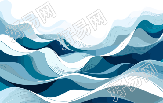 透明背景的抽象海浪插画元素