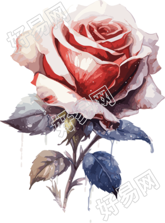 一支玫瑰花插画设计元素