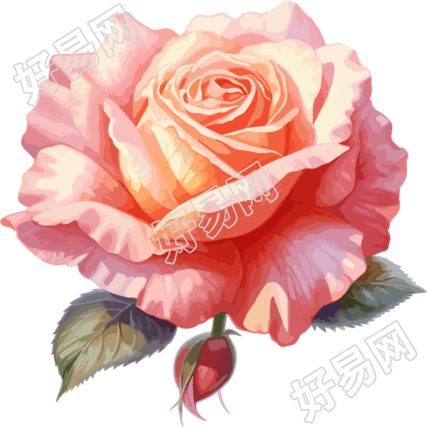 白色背景唯美花朵插画