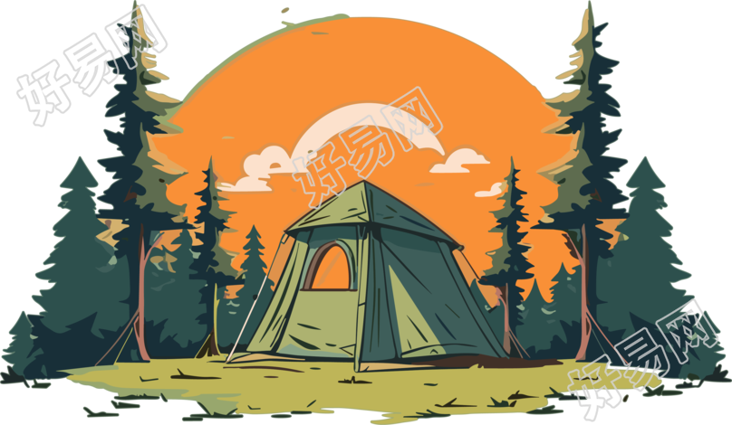 创意设计商用帐篷PNG插画素材