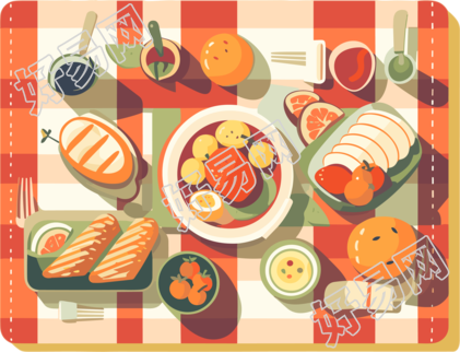 户外野餐毯美食摆盘休闲放松插图