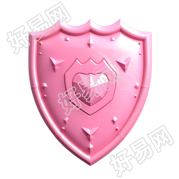 可爱卡通风格3D盾牌创意图标素材