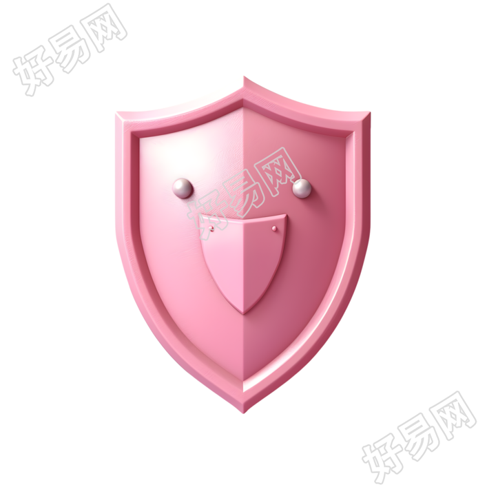 粉色防护盾3D图标素材