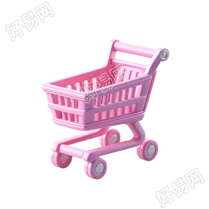玩具购物车粉色系3D图标素材