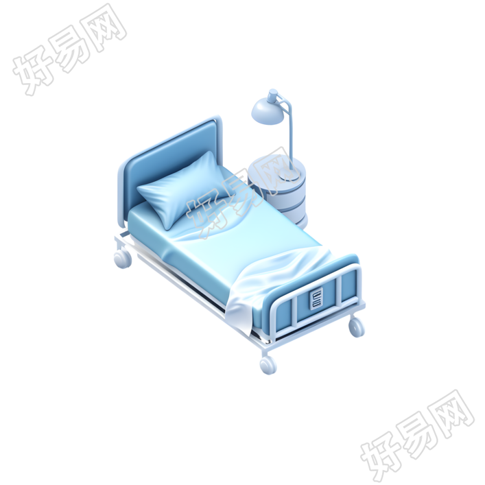 3D病床台灯医疗行业插画
