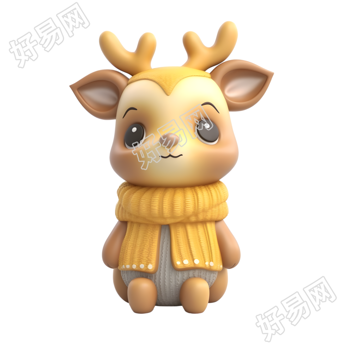 棕色麋鹿3D光泥动物宝宝插画