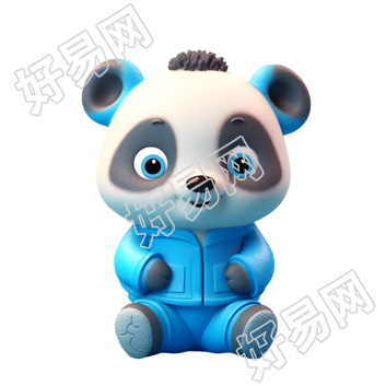 穿外套的熊猫3D光泽粘土素材