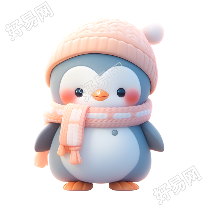 戴围巾的小企鹅超可爱3D黏土素材