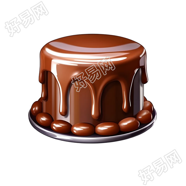 卡通糕点巧克力瀑布蛋糕3D插画