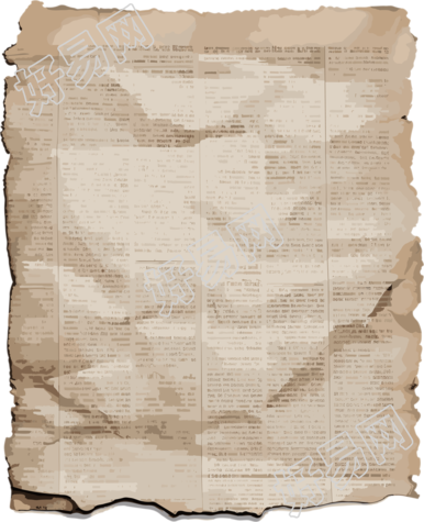 字迹模糊的旧英文报纸PNG插画