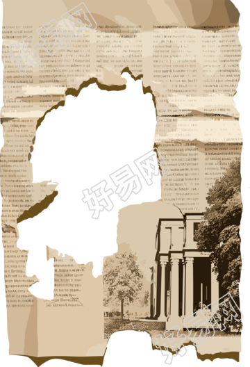 撕坏的旧英文报纸创意设计元素