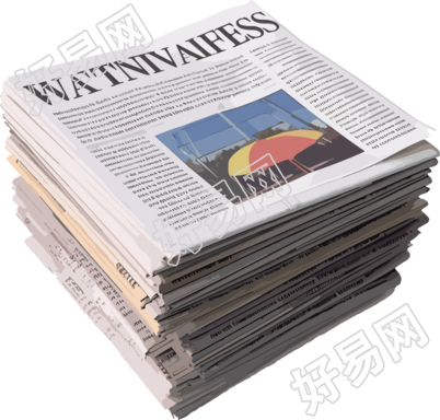 顶部有新闻标题的英文报纸堆叠素材