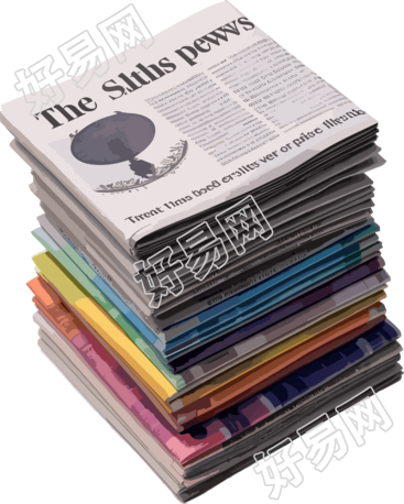 可商用一大摞英文报纸插画素材