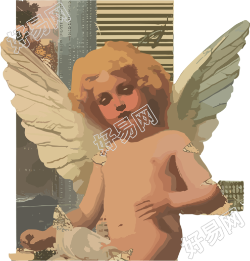 透明背景复古天使拼贴明信片创意素材