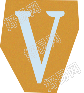 英文字母V复古贴纸插画素材