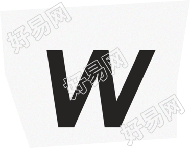 英文字母W复古贴纸插画素材