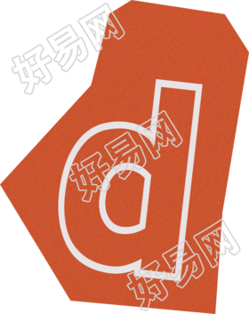 英文字母小写d复古贴纸插画素材