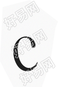 英文字母小写c复古贴纸插画素材