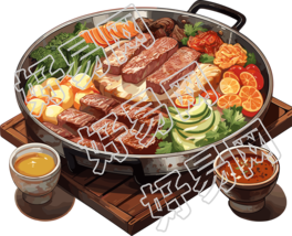 卡通饱和色火锅插画素材