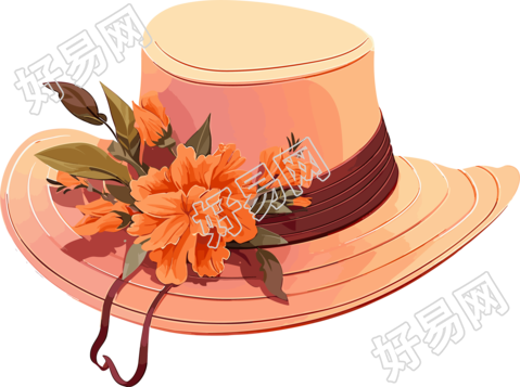 花朵帽子女性时尚插画设计素材
