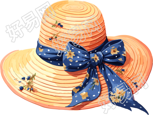 太阳帽创意小花图案插画设计