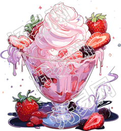 透明背景草莓奶昔冰激凌插画设计