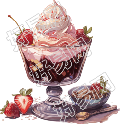 美味的巧克力草莓冰淇淋插画