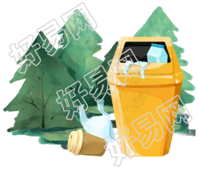 可商用森林黄色垃圾桶垃圾分类插图