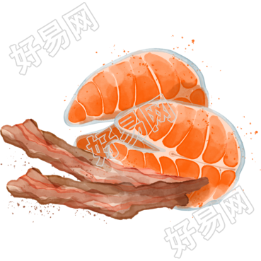 透明背景美味的三文鱼培根插画