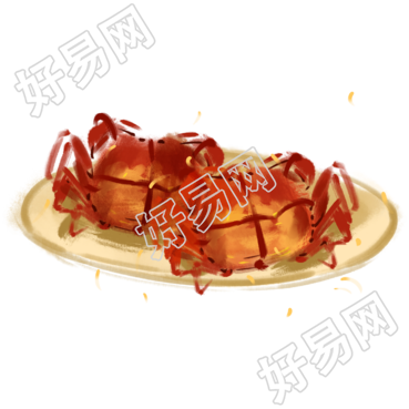 手绘美味的螃蟹你好十月插画