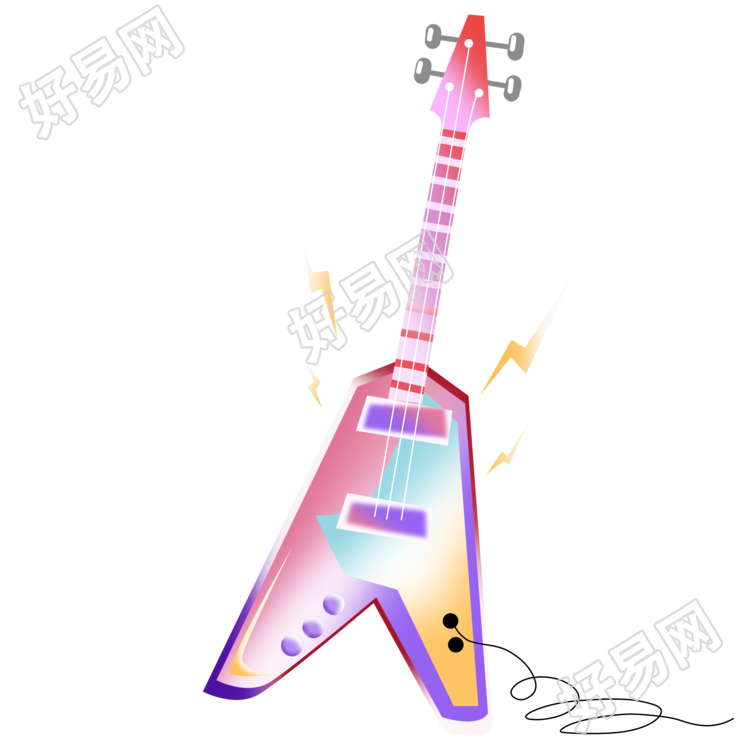 音乐乐器电子吉他手绘插画