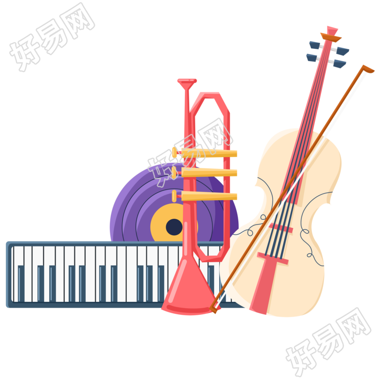 国际音乐节小提琴粉色小号商用插画