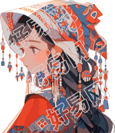 传统珠宝女孩头饰当代民俗色彩图素材