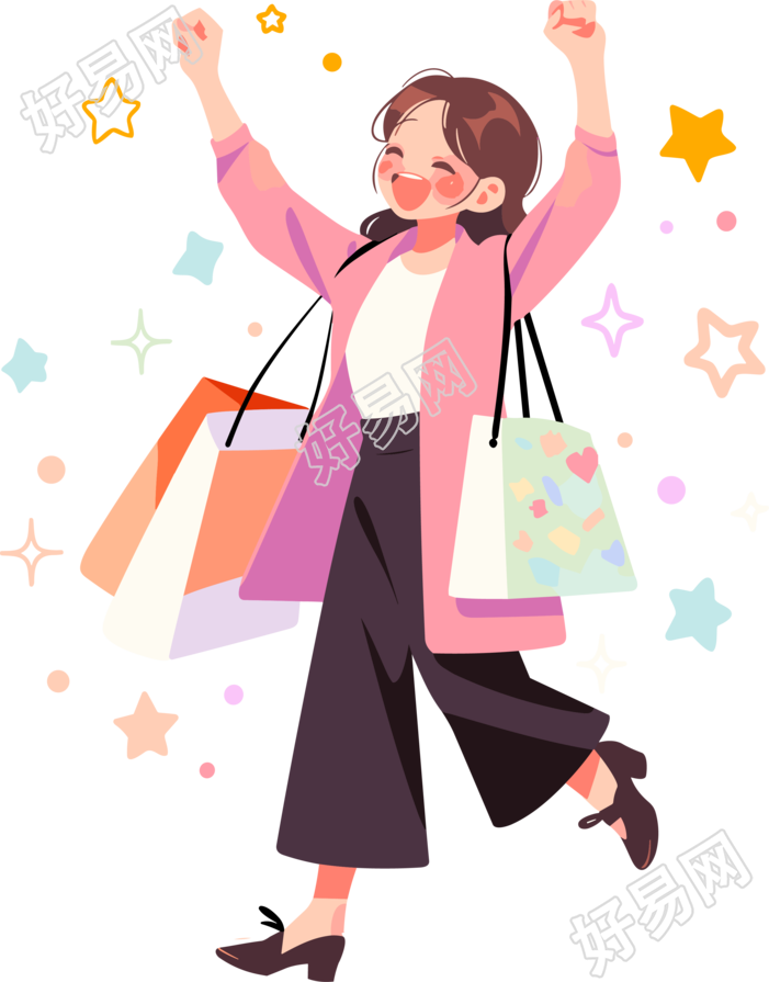 女性购物插画设计