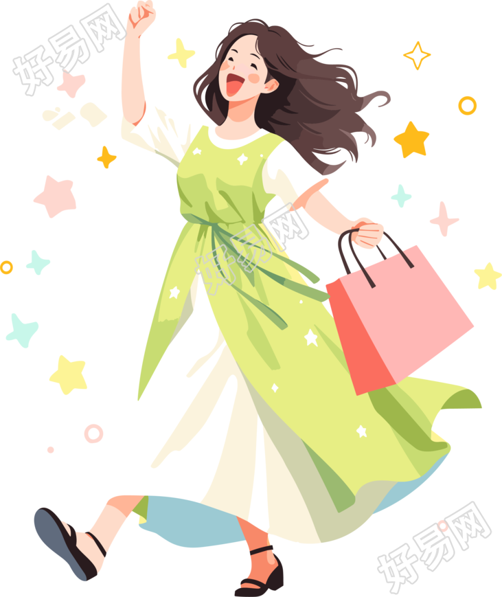 女性主题设计女性购物插画设计