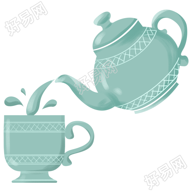 高清透明背景茶壶和茶杯PNG素材