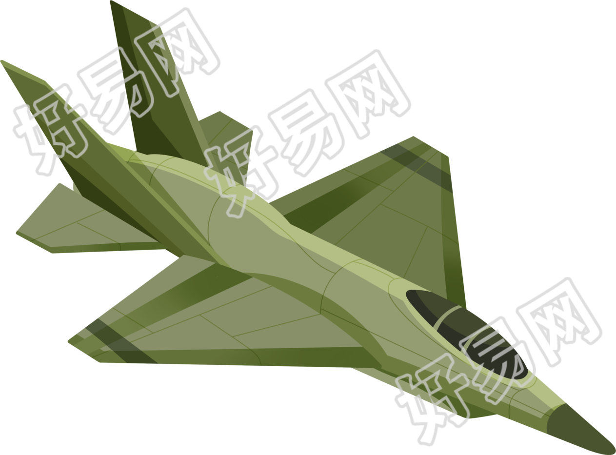 手绘防空演练飞机透明背景插画