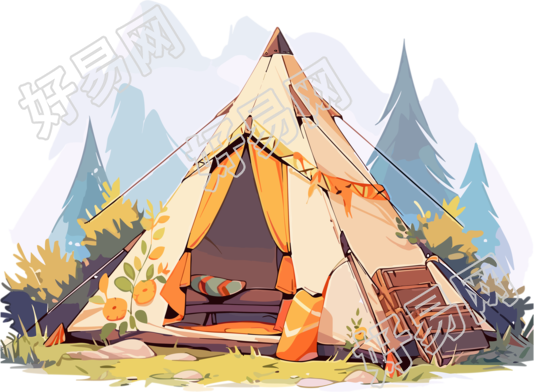 旅行野营帐篷插画