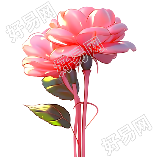 高清透明背景3D膨胀气球玫瑰花素材