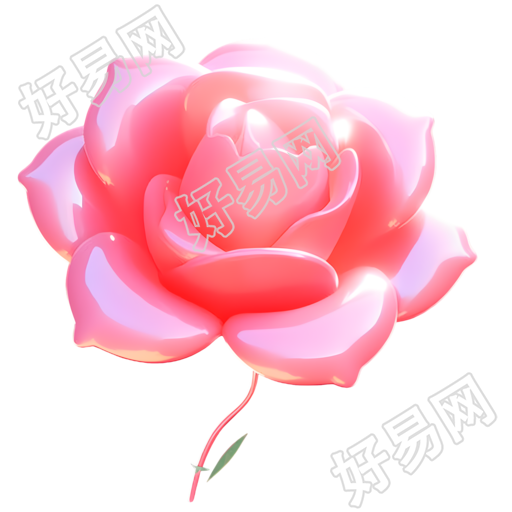 粉色膨胀气球玫瑰花高清PNG图形素材