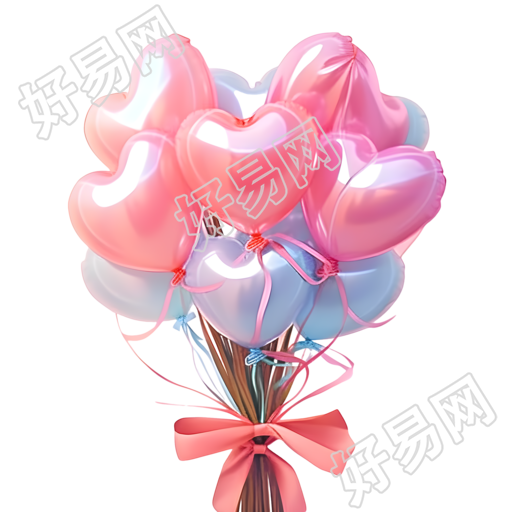 3D膨胀气球花束PNG图素材