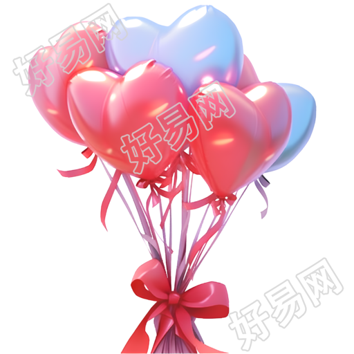 3D膨胀气球花束透明背景素材