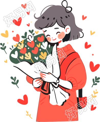 老师手持花束扁平风格插画