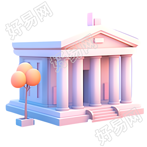 商业设计元素银行建筑3D模型插画