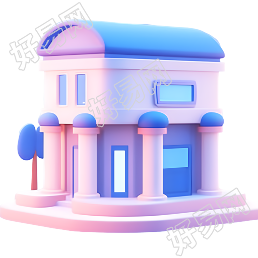 银行建筑3D立体插图