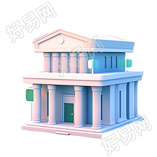 透明背景银行建筑白色简约插画