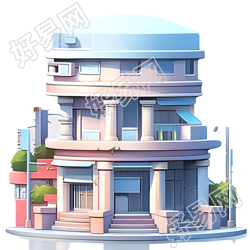 银行建筑3D模型PNG素材
