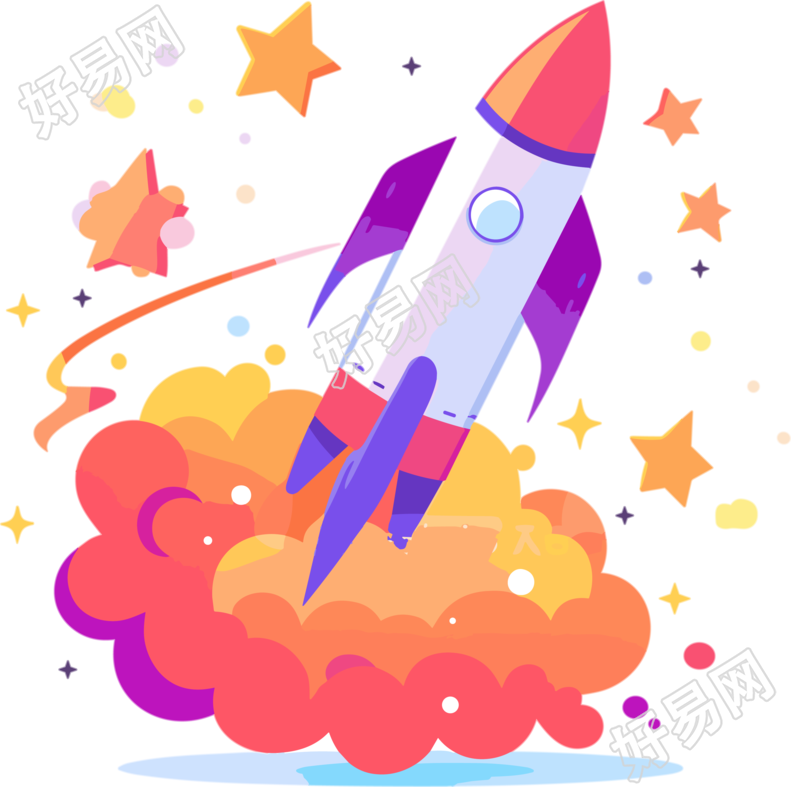 卡通火箭星星扁平插画素材