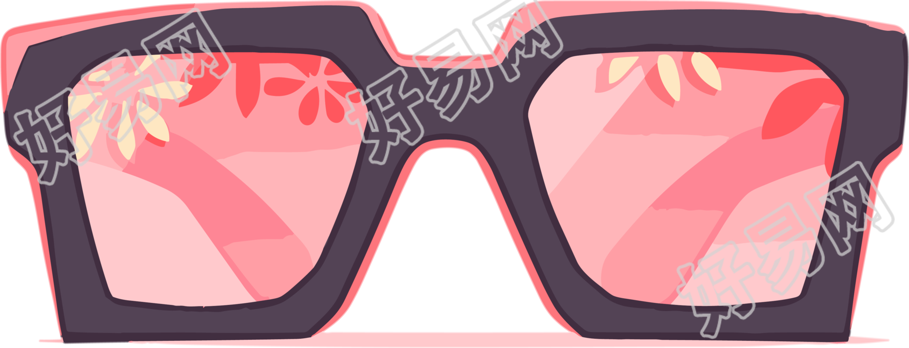粉色唯美度假太阳眼镜艺术插图
