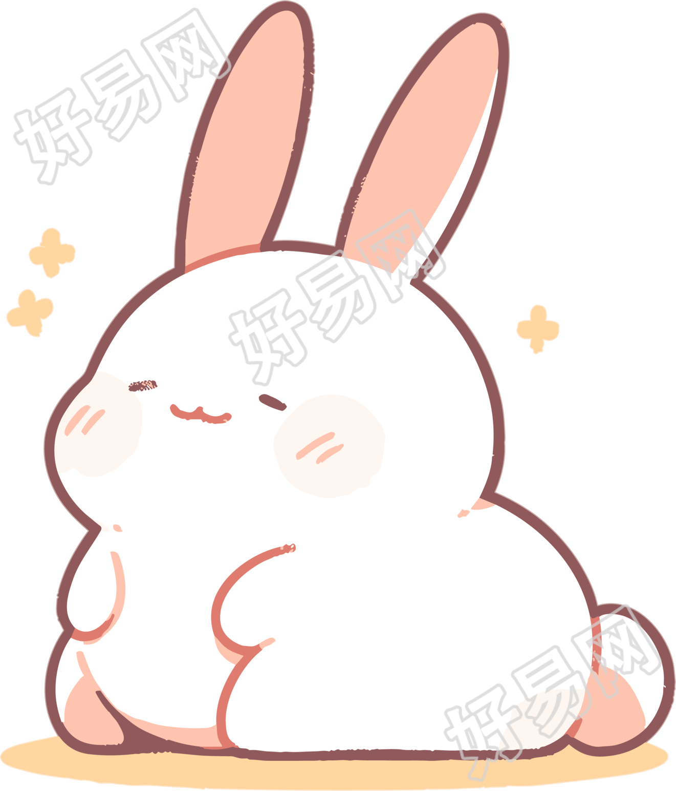 胖乎乎的中秋节卡通兔子插画